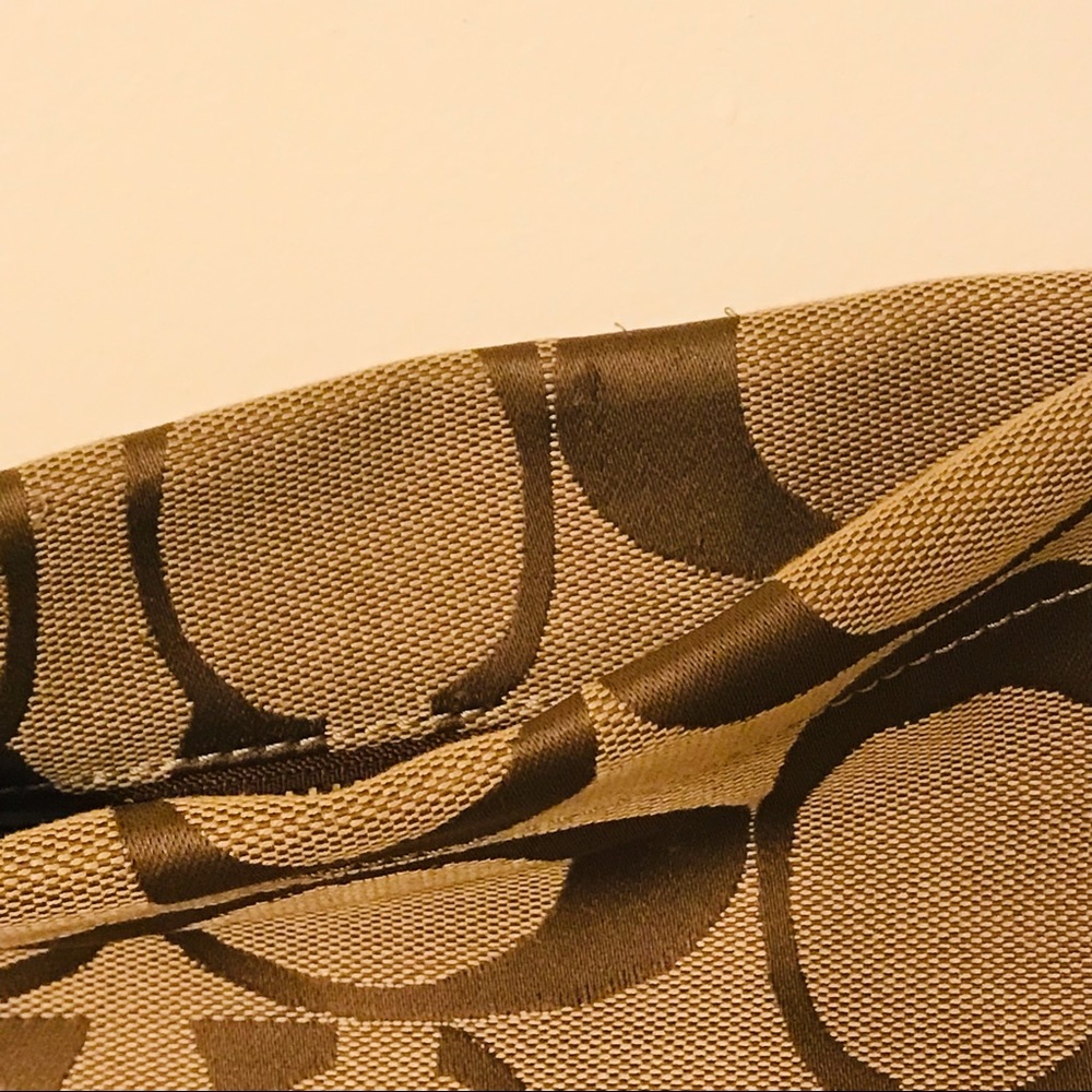 Coach Khaki Mahogany Jacquard Leather Trim Hobo Bag - Picture 6 of 10